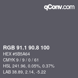 Color code: RGB 91.1 90.8 100 | qconv.com