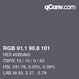 Color code: RGB 91.1 90.8 101 | qconv.com