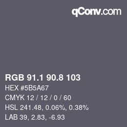 Código de color: RGB 91.1 90.8 103 | qconv.com