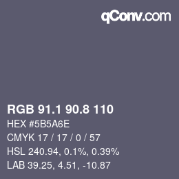 Color code: RGB 91.1 90.8 110 | qconv.com