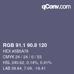 Color code: RGB 91.1 90.8 120 | qconv.com