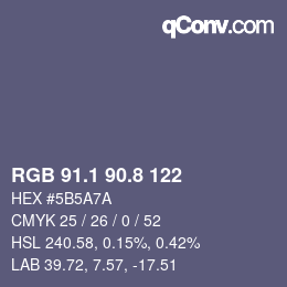 Color code: RGB 91.1 90.8 122 | qconv.com