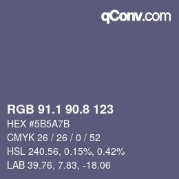 Color code: RGB 91.1 90.8 123 | qconv.com