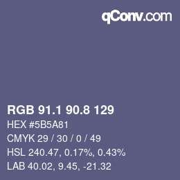 Color code: RGB 91.1 90.8 129 | qconv.com