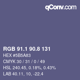 Color code: RGB 91.1 90.8 131 | qconv.com