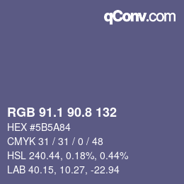 Farbcode: RGB 91.1 90.8 132 | qconv.com