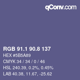 カラーコード: RGB 91.1 90.8 137 | qconv.com