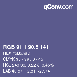 Farbcode: RGB 91.1 90.8 141 | qconv.com
