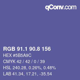 カラーコード: RGB 91.1 90.8 156 | qconv.com