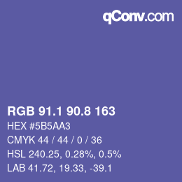 カラーコード: RGB 91.1 90.8 163 | qconv.com