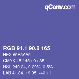 カラーコード: RGB 91.1 90.8 165 | qconv.com