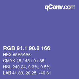 カラーコード: RGB 91.1 90.8 166 | qconv.com