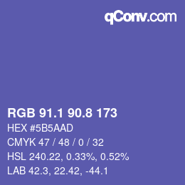 カラーコード: RGB 91.1 90.8 173 | qconv.com
