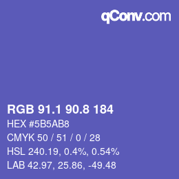 カラーコード: RGB 91.1 90.8 184 | qconv.com