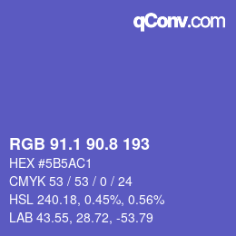 カラーコード: RGB 91.1 90.8 193 | qconv.com
