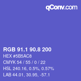 カラーコード: RGB 91.1 90.8 200 | qconv.com