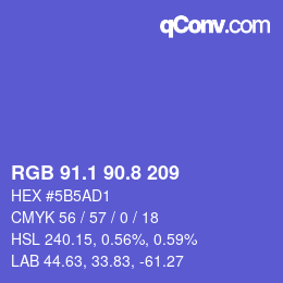 カラーコード: RGB 91.1 90.8 209 | qconv.com