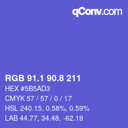 カラーコード: RGB 91.1 90.8 211 | qconv.com