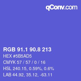 カラーコード: RGB 91.1 90.8 213 | qconv.com