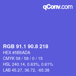 カラーコード: RGB 91.1 90.8 218 | qconv.com