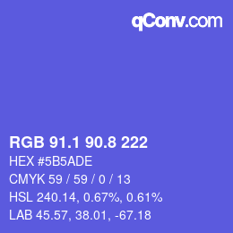 カラーコード: RGB 91.1 90.8 222 | qconv.com