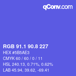 カラーコード: RGB 91.1 90.8 227 | qconv.com