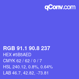 カラーコード: RGB 91.1 90.8 237 | qconv.com