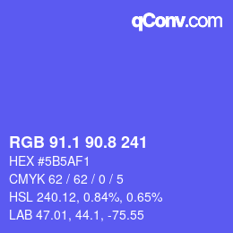 カラーコード: RGB 91.1 90.8 241 | qconv.com