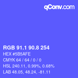 カラーコード: RGB 91.1 90.8 254 | qconv.com