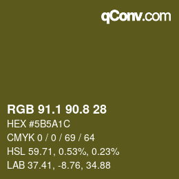 Color code: RGB 91.1 90.8 28 | qconv.com