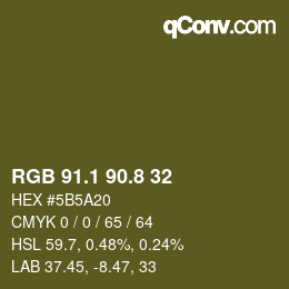 Color code: RGB 91.1 90.8 32 | qconv.com