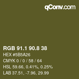 Color code: RGB 91.1 90.8 38 | qconv.com