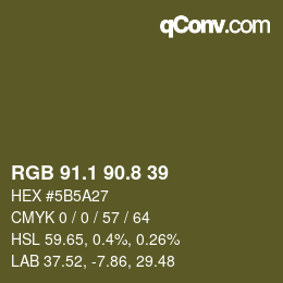 Color code: RGB 91.1 90.8 39 | qconv.com