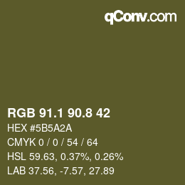 Color code: RGB 91.1 90.8 42 | qconv.com