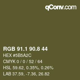 Color code: RGB 91.1 90.8 44 | qconv.com