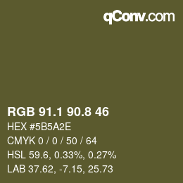 Color code: RGB 91.1 90.8 46 | qconv.com