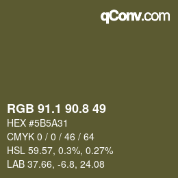 Color code: RGB 91.1 90.8 49 | qconv.com