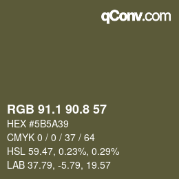 Color code: RGB 91.1 90.8 57 | qconv.com