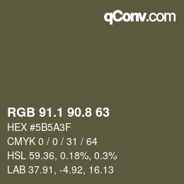 カラーコード: RGB 91.1 90.8 63 | qconv.com