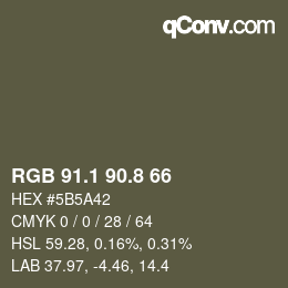Color code: RGB 91.1 90.8 66 | qconv.com