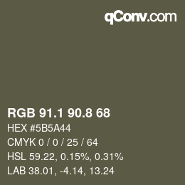 Color code: RGB 91.1 90.8 68 | qconv.com