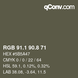 Color code: RGB 91.1 90.8 71 | qconv.com