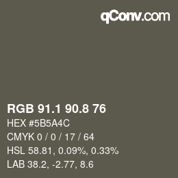 Color code: RGB 91.1 90.8 76 | qconv.com