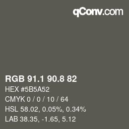 Color code: RGB 91.1 90.8 82 | qconv.com
