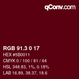 カラーコード: RGB 91.3 0 17 | qconv.com