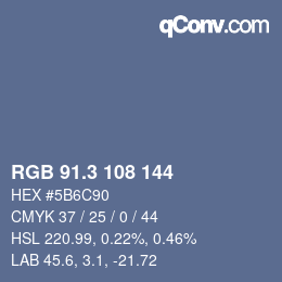 カラーコード: RGB 91.3 108 144 | qconv.com