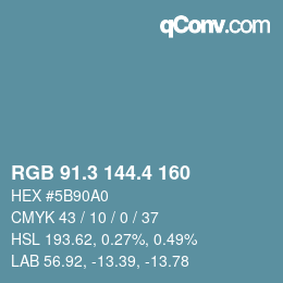 カラーコード: RGB 91.3 144.4 160 | qconv.com