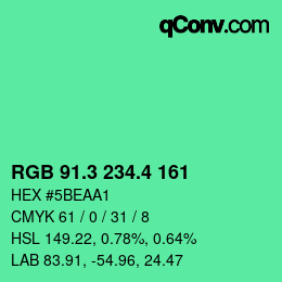 カラーコード: RGB 91.3 234.4 161 | qconv.com