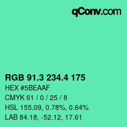 カラーコード: RGB 91.3 234.4 175 | qconv.com