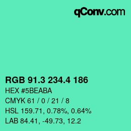 カラーコード: RGB 91.3 234.4 186 | qconv.com